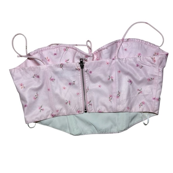 White Fox String Them Along Pink Floral Bustier Top Size XL - Picture 5 of 7